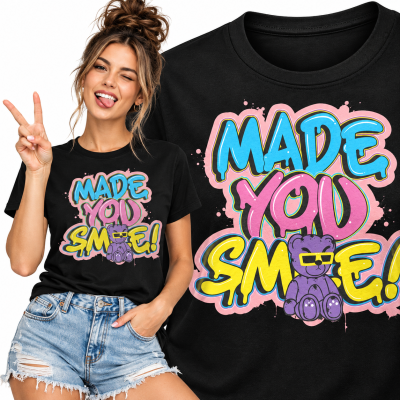 DAMSKA ŚMIESZNA KOSZULKA  MADE YOU SMIE